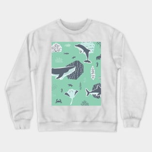 Underwater whale, stingray, dolphin and shark Crewneck Sweatshirt